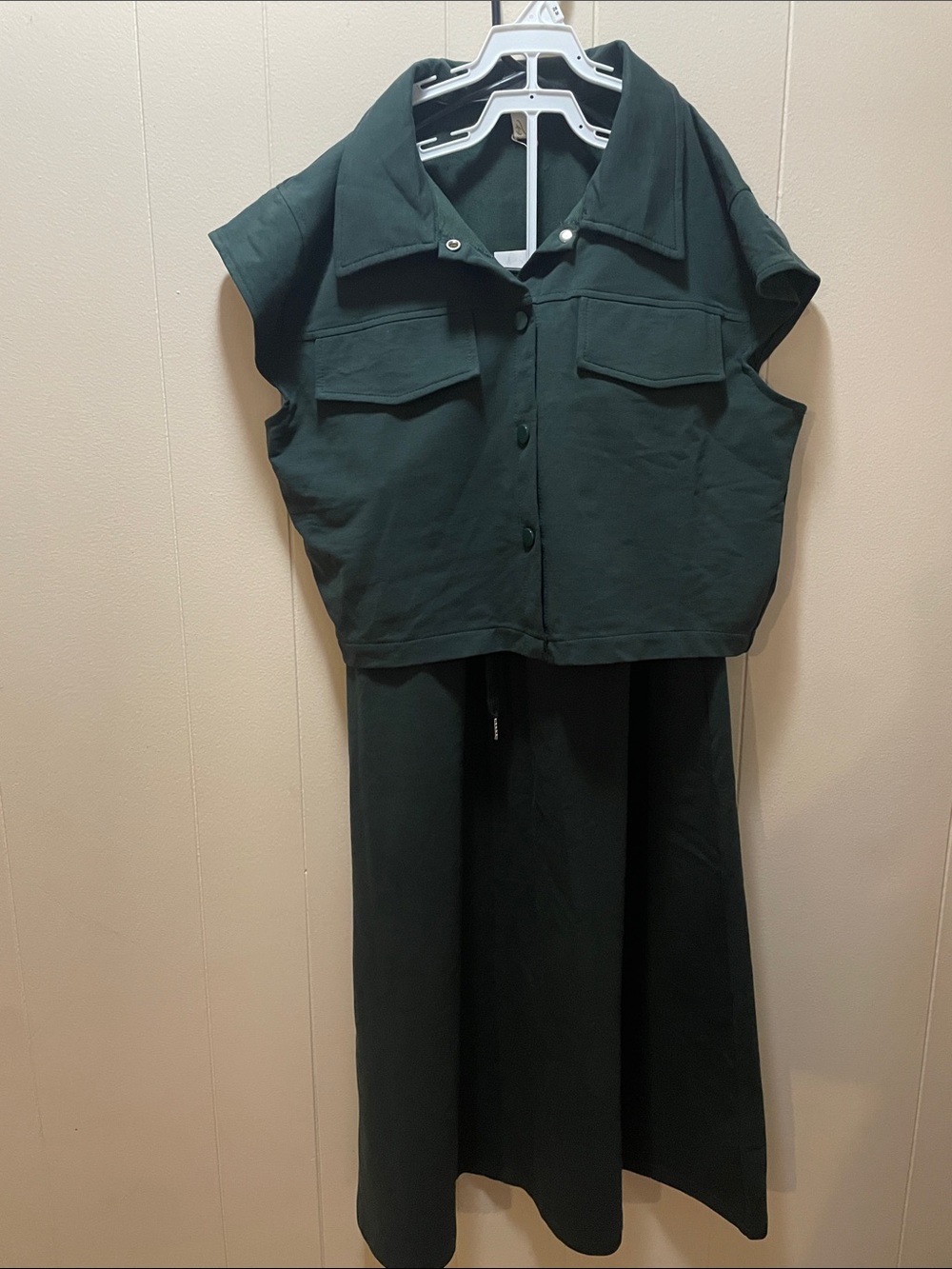 Sleeveless Dark Green Utility Skirt set( Product from Thailand)